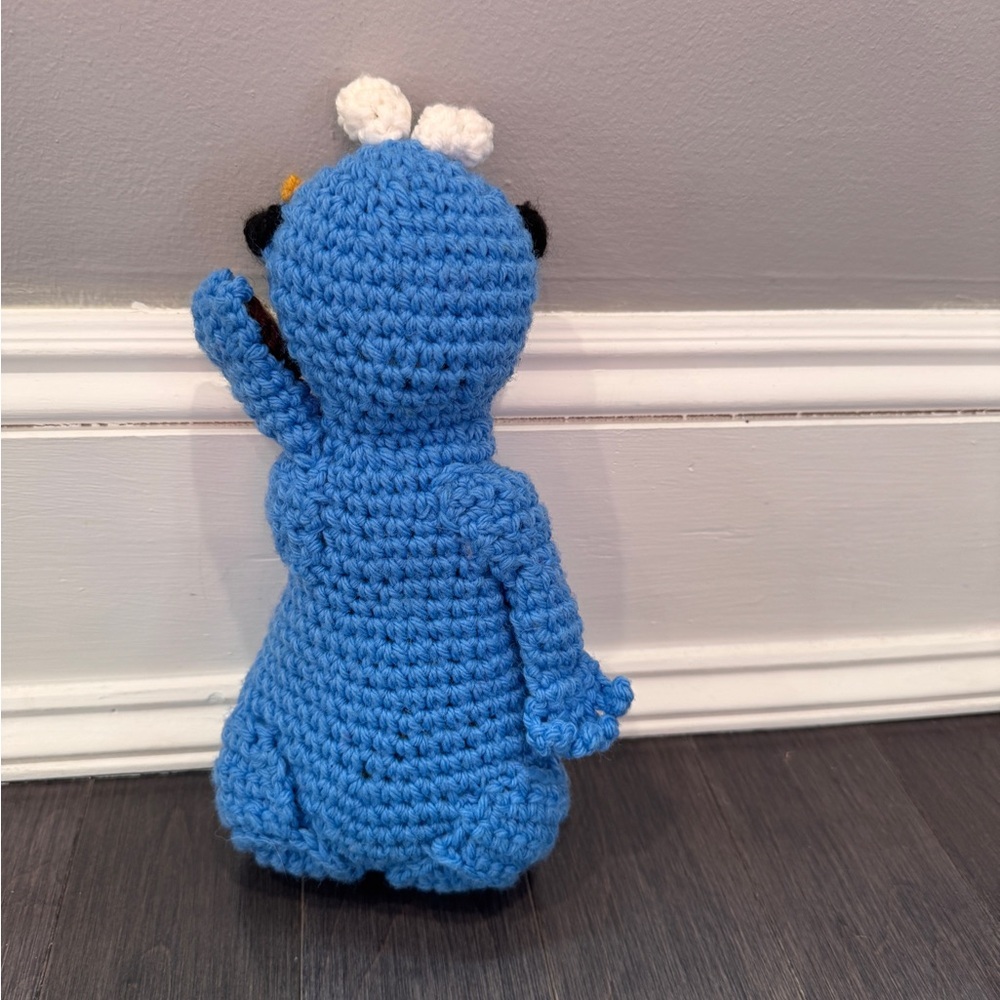 VINTAGE 1978 HANDMADE Sesame Street Cookie Monster Crochet Stuffed Animal Toddle - Picture 2 of 5